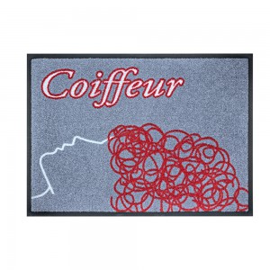 Fußmatte Coiffeur rot/grau 60x85cm mit Trittrand Sonderposten