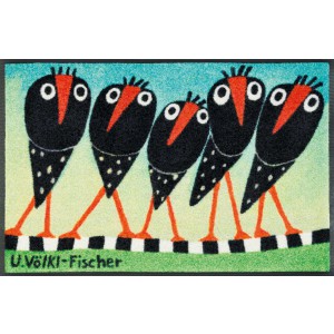 wash+dry Fußmatte Schräge Vögel waschbar Detailansicht